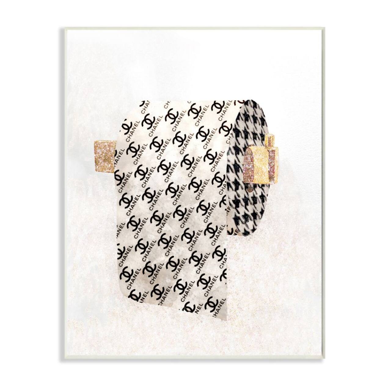 Stupell Industries Fashion Glam Toilet Paper Designer Detailing Wood Wall Plaque